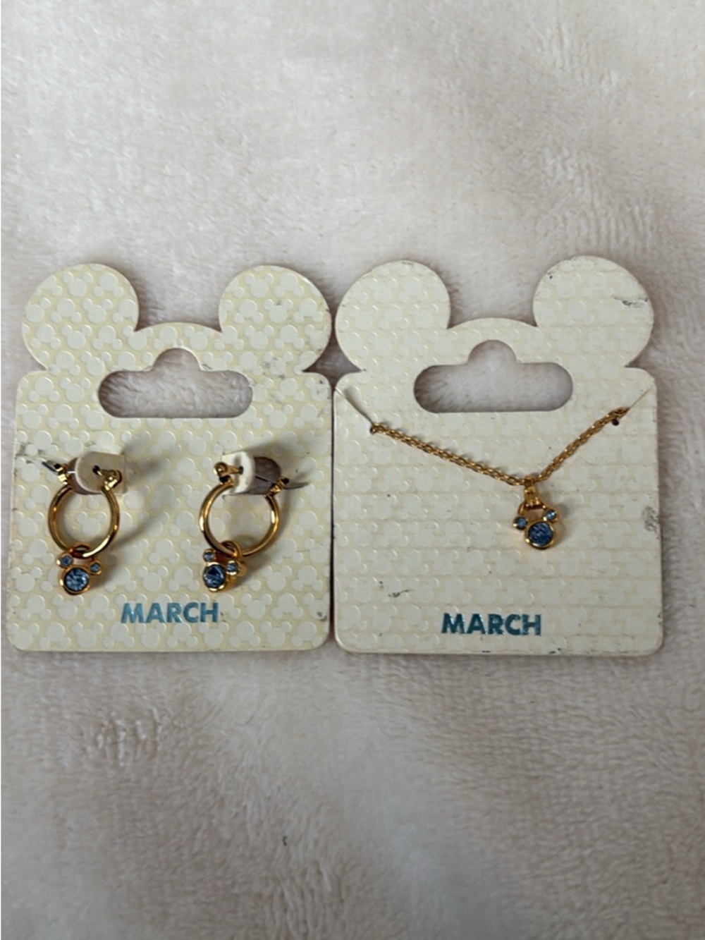 NWT Disney Mickey March birthstone earring + necklace